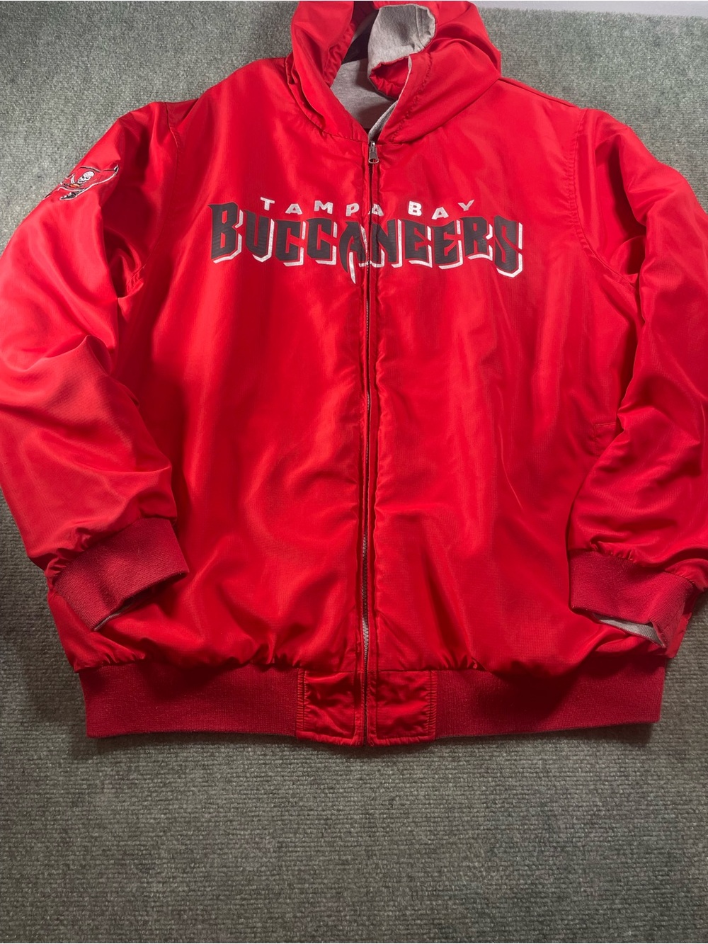 NFL Reversible Bright Red Tampa Bay Buccaneers Jacket‎ with Hood
